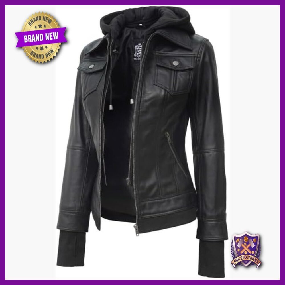 Lambskin Leather Bomber Jacket with Detachable Hood, Regular Fit